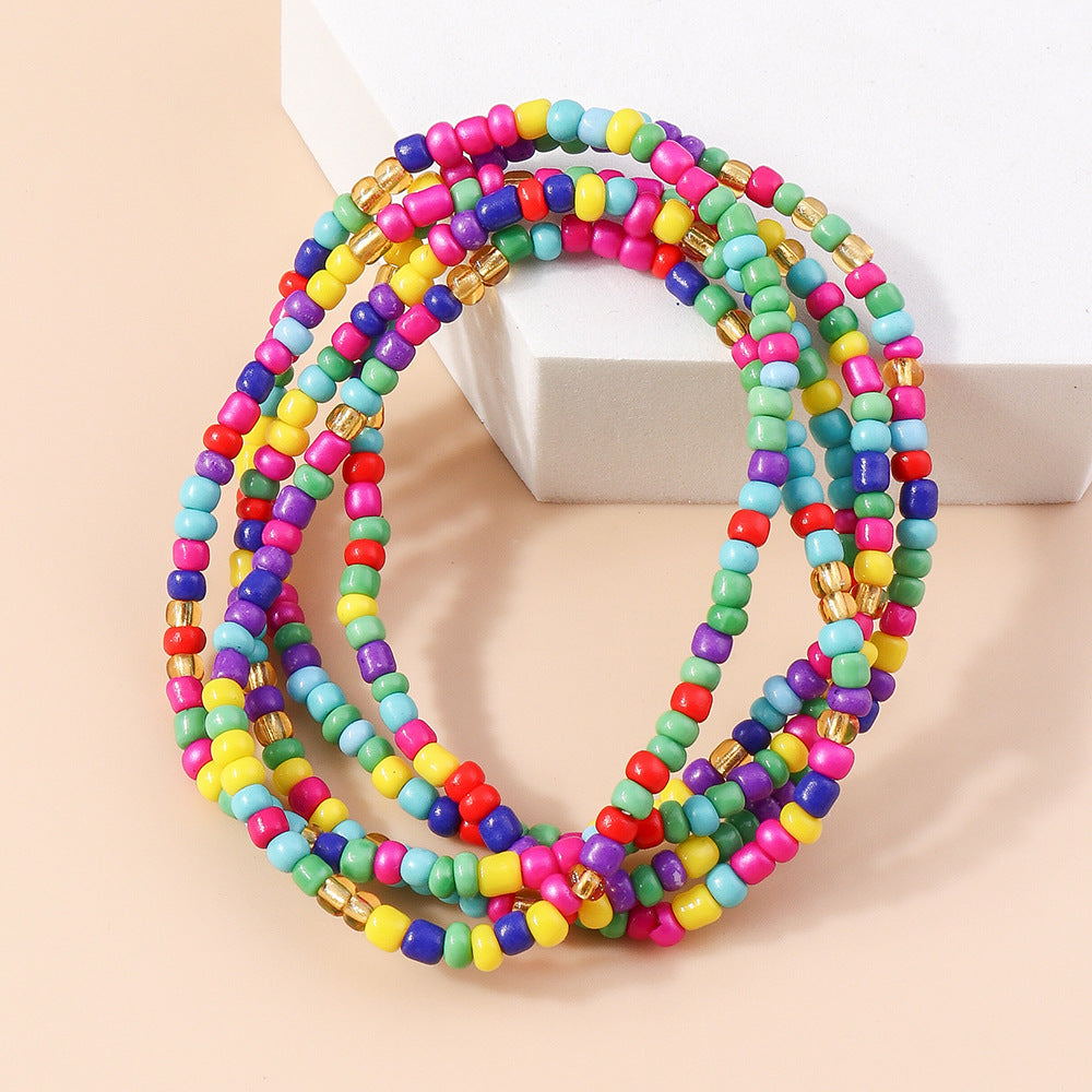Wholesale Rice Beads Long Section Multi-layer Colorful Beading Bracelet